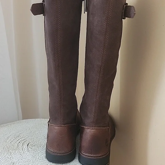 TIMBERLAND Tall Women's Brown Leather & Suede Riding Boots Siz.6 Like New. - Picture 8 of 8